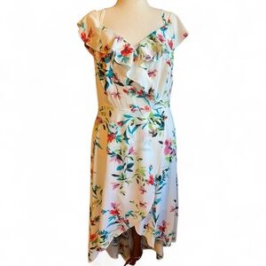 IZ BYER‎ FLORAL COLD SHOULDER DRESS